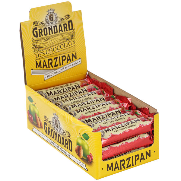 №1 TM Grondard     (8415) Батончики глазированные Марципановые Клюква, (24шт по 50г)    в Ачинске