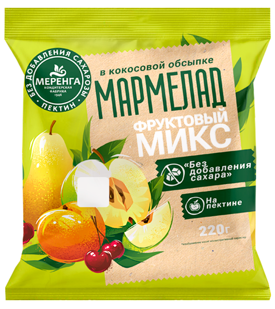  Меренга Мармелад без сахара в кокосовой обсыпке Фруктовый микс, 220г   в Ачинске