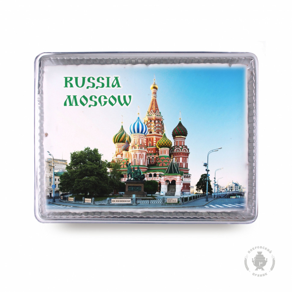 Пряник 600г RUSSIA MOSCOW с фотопечатью (в подарочной пластиковой упаковке)  в Ачинске
